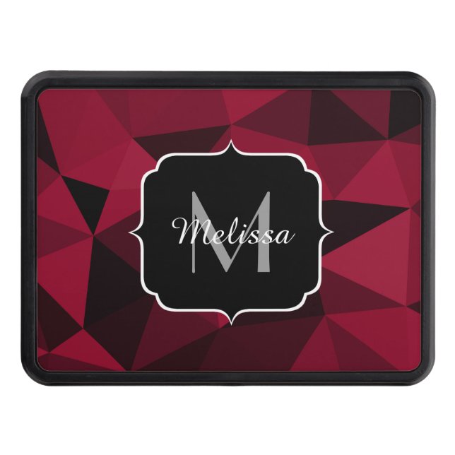 Magenta pink red black geometry pattern Monogram Hitch Cover (Front)