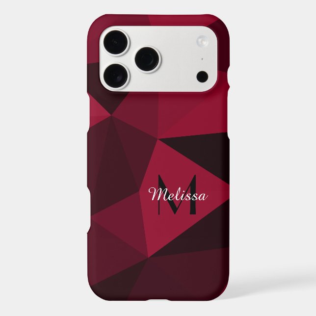 Magenta pink red black geometry pattern Monogram iPhone Case (Back)