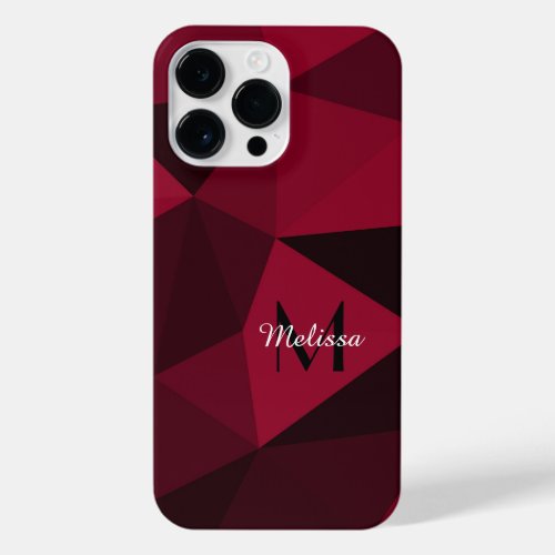 Magenta pink red black geometry pattern Monogram iPhone 14 Pro Max Case