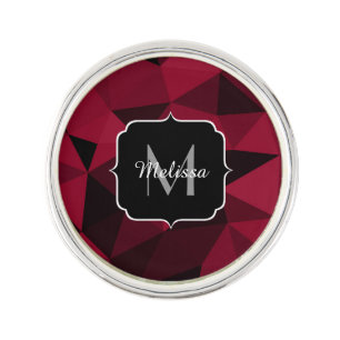 Magenta pink red black geometry pattern Monogram Lapel Pin