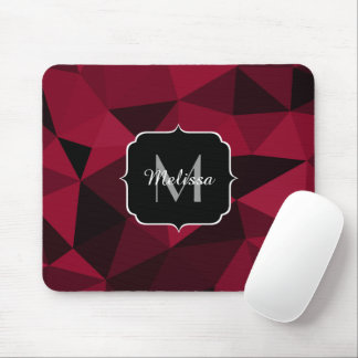 Magenta pink red black geometry pattern Monogram Mouse Pad