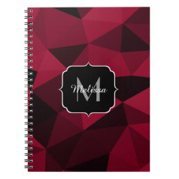 Magenta pink red black geometry pattern Monogram Notebook