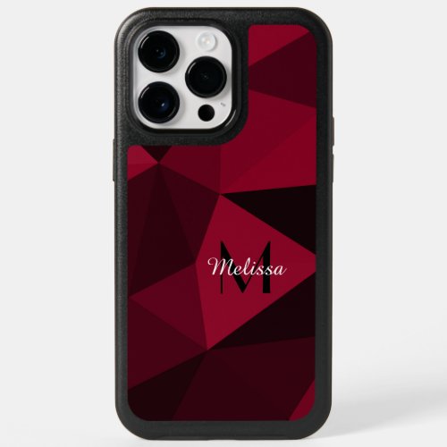 Magenta pink red black geometry pattern Monogram OtterBox iPhone 14 Pro Max Case