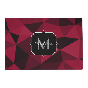 Magenta pink red black geometry pattern Monogram Placemat