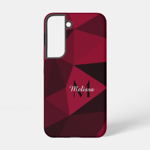 Magenta pink red black geometry pattern Monogram Samsung Galaxy S22 Case