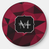 Magenta pink red black geometry pattern Monogram Wireless Charger (Front)