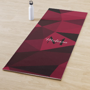 Magenta pink red black geometry pattern Monogram Yoga Mat