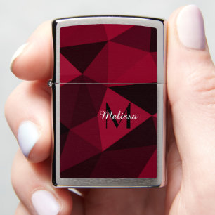 Magenta pink red black geometry pattern Monogram Zippo Lighter
