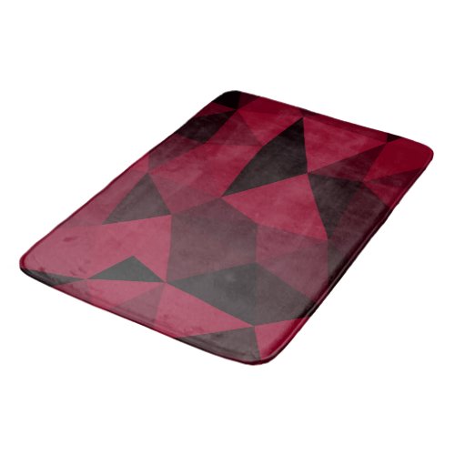 Magenta pink red dark black geometric mesh pattern bath mat