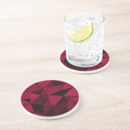 Magenta pink red dark black geometric mesh pattern coaster