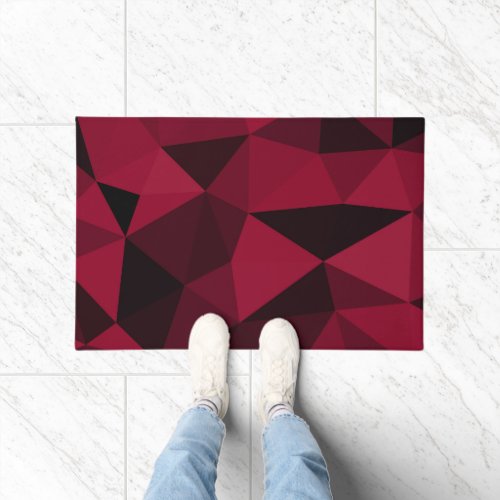 Magenta pink red dark black geometric mesh pattern doormat