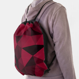 Magenta pink red dark black geometric mesh pattern drawstring bag