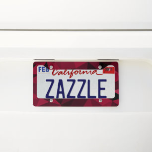 Magenta pink red dark black geometric mesh pattern license plate frame