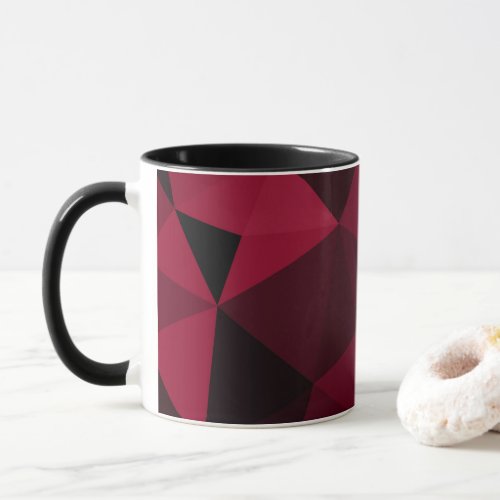 Magenta pink red dark black geometric mesh pattern mug