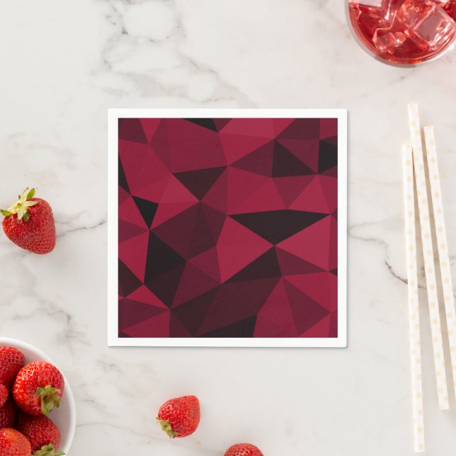 Magenta pink red dark black geometric mesh pattern napkins (Insitu)