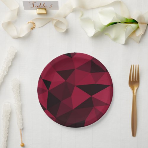 Magenta pink red dark black geometric mesh pattern paper plates