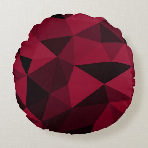 Magenta pink red dark black geometric mesh pattern round pillow