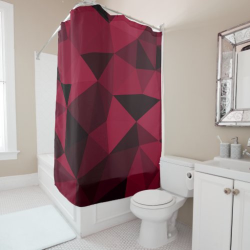 Magenta pink red dark black geometric mesh pattern shower curtain