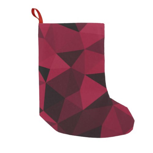 Magenta pink red dark black geometric mesh pattern small christmas stocking