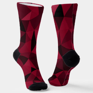 Magenta pink red dark black geometric mesh pattern socks