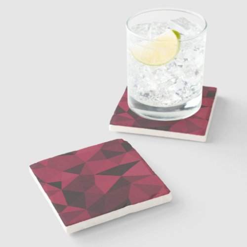 Magenta pink red dark black geometric mesh pattern stone coaster