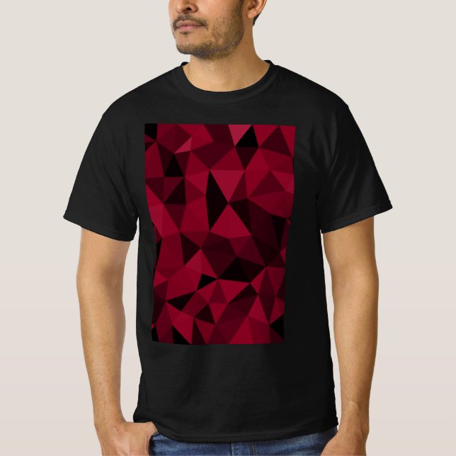 Magenta pink red dark black geometric mesh pattern T-Shirt (Front)