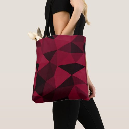 Magenta pink red dark black geometric mesh pattern tote bag