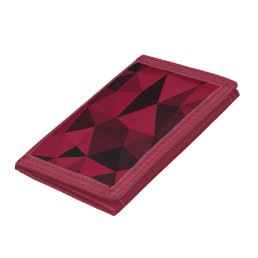 Magenta pink red dark black geometric mesh pattern trifold wallet