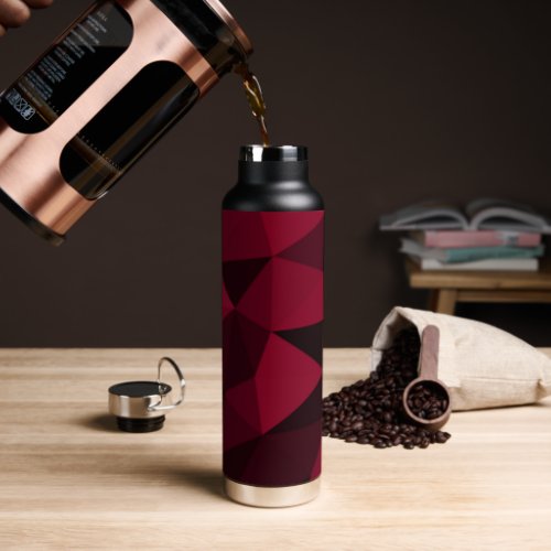 Magenta pink red dark black geometric mesh pattern water bottle