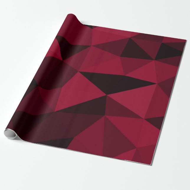 Magenta pink red dark black geometric mesh pattern wrapping paper (Unrolled)