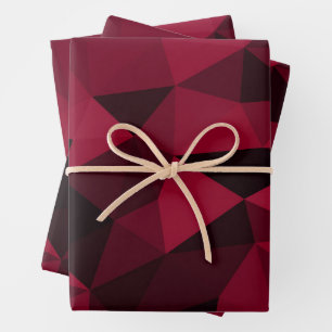 Magenta pink red dark black geometric mesh pattern wrapping paper sheets