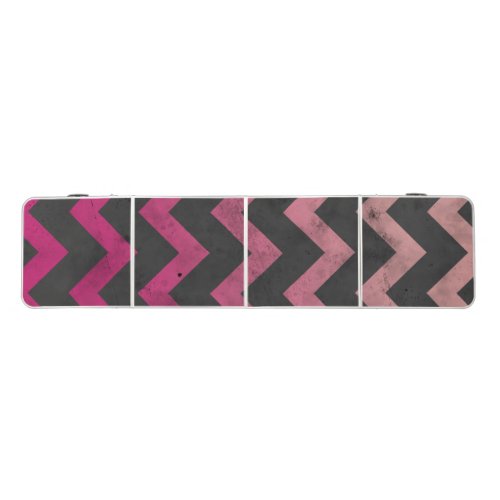 Magenta pink red ombre dark gray chevron pattern beer pong table