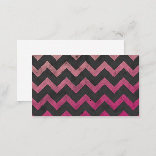 Magenta pink red ombre dark gray chevron pattern business card