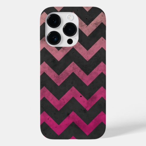 Magenta pink red ombre dark gray chevron pattern Case_Mate iPhone 14 pro case