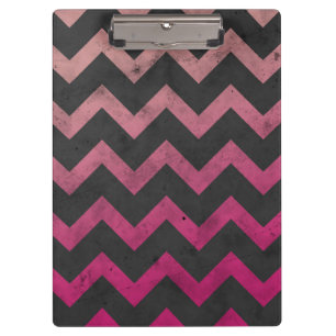 Magenta pink red ombre dark gray chevron pattern clipboard