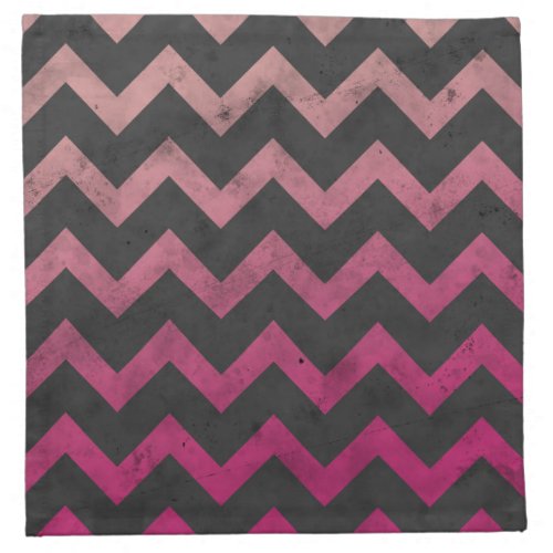 Magenta pink red ombre dark gray chevron pattern cloth napkin