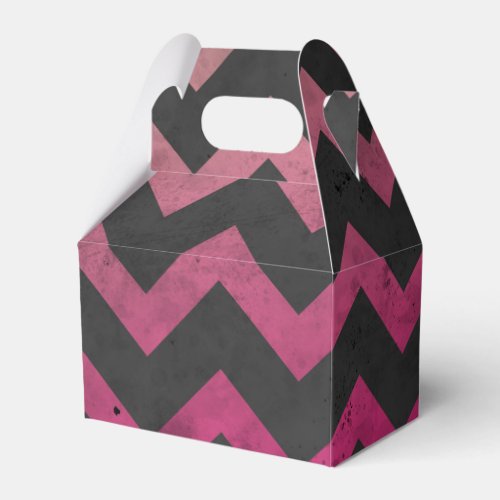 Magenta pink red ombre dark gray chevron pattern favor boxes