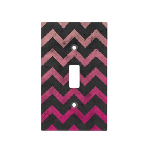 Magenta pink red ombre dark gray chevron pattern light switch cover