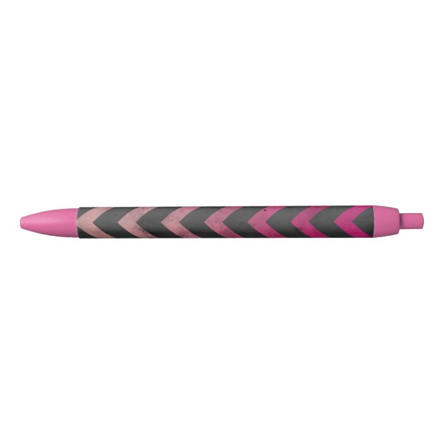 Magenta pink red ombre dark gray chevron pattern pen (Front)