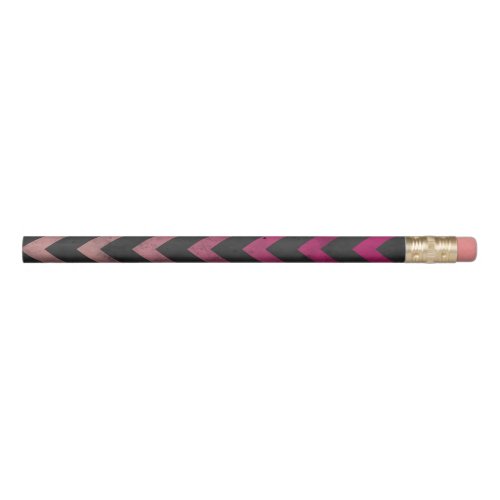 Magenta pink red ombre dark gray chevron pattern pencil
