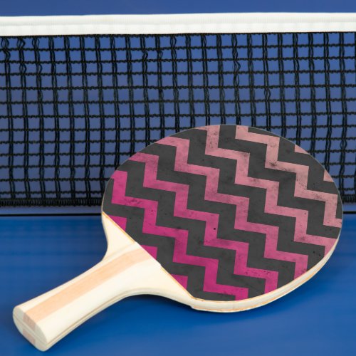 Magenta pink red ombre dark gray chevron pattern ping pong paddle