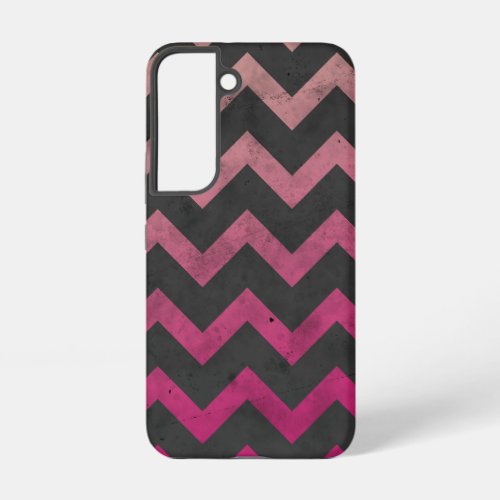 Magenta pink red ombre dark gray chevron pattern samsung galaxy s22 case