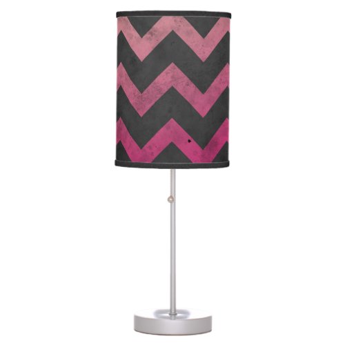 Magenta pink red ombre dark gray chevron pattern table lamp