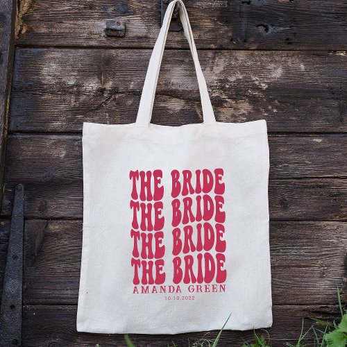 Magenta Pink Retro Boho Personalized Bride_To_Be Tote Bag