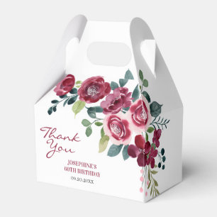 Magenta Pink Rose Floral Greenery Birthday Favor Boxes