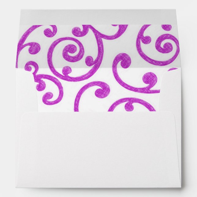 Magenta Pink Scroll Pattern Envelope (Back (Bottom))