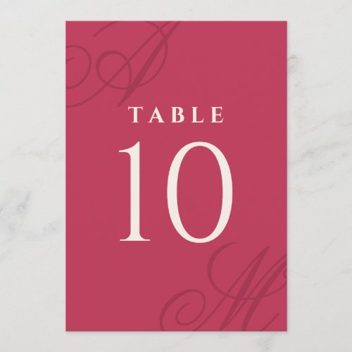Magenta Pink Simple Elegant Monogram Table Numbers