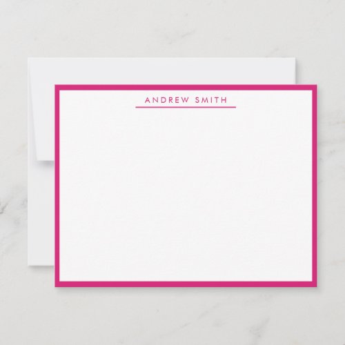 Magenta Pink Simple Line Modern Classic Minimalist Note Card