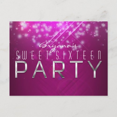 Magenta Pink Sparkle Glam Club Vibe PARTY Postcard
