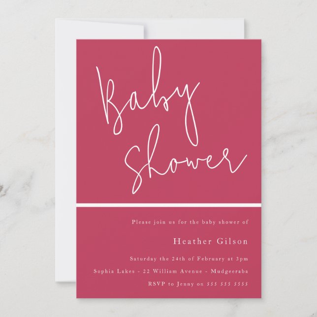 Magenta Pink Trendy Modern Baby Shower Invitation (Front)